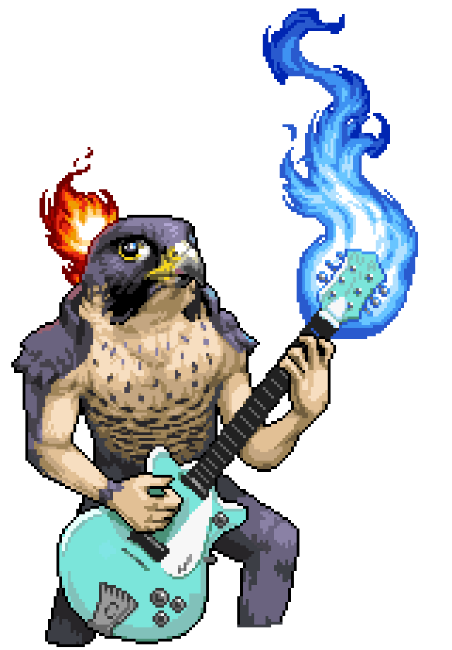 Flaming Hawk On Guitar