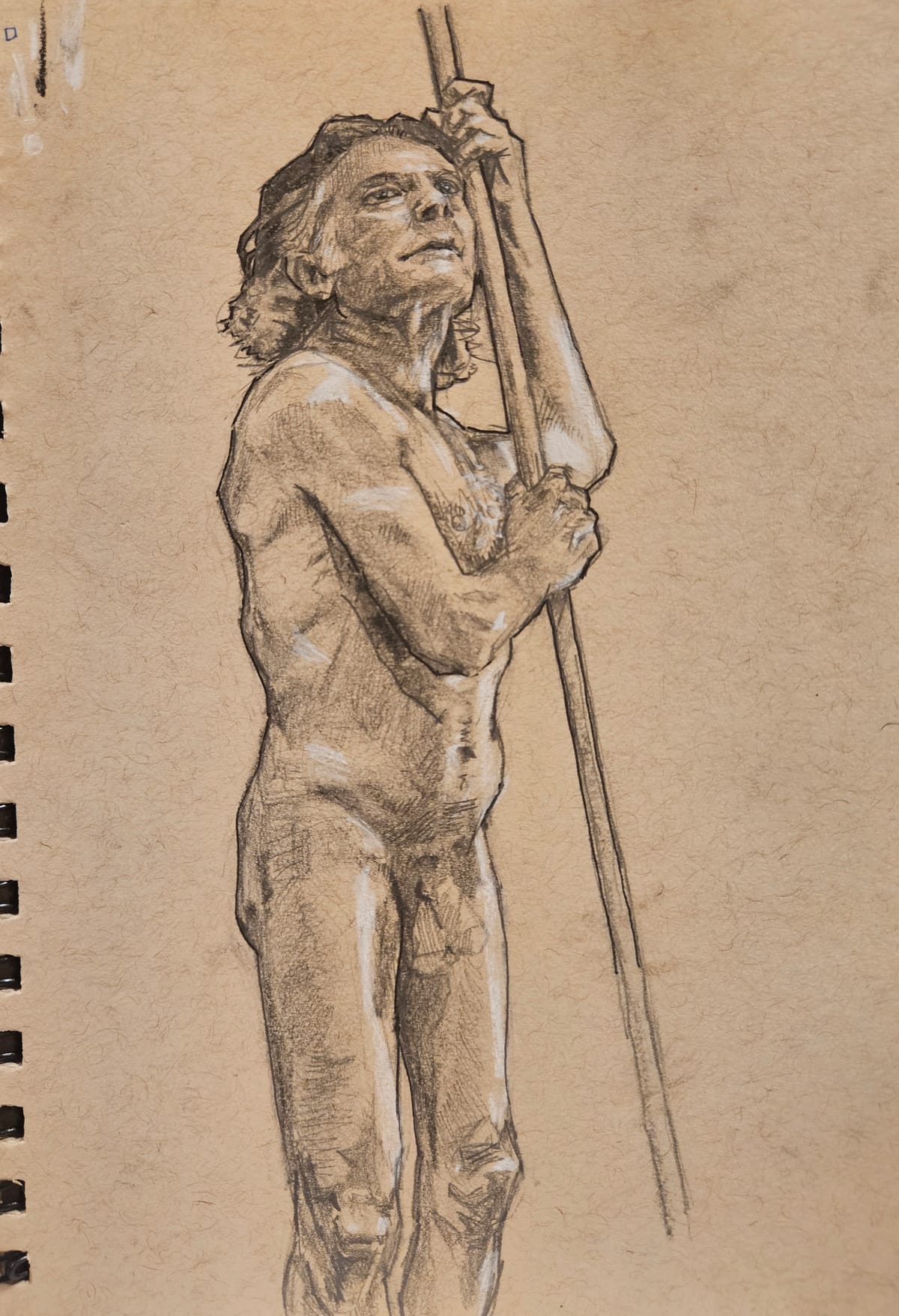 Conte, Charcoal, Pencil Standing Figure