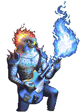 Flaming Falcon On Guitar