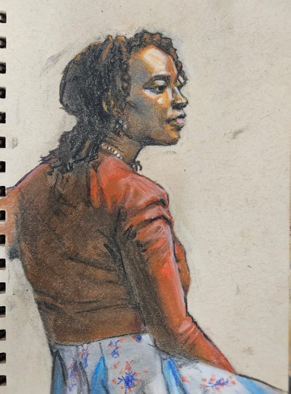 Conte Charcoal Figure