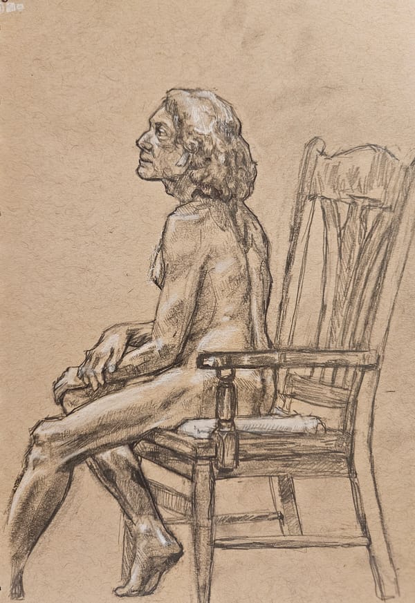 Conte, Pen, Pencil Figure Sedent